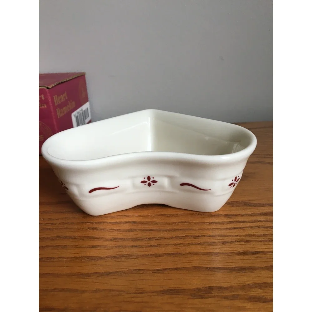 Longaberger Pottery Woven Traditions 'Traditional Red' Heart Ramekin Dish‎ 39748